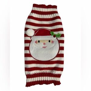 Red & White Striped Santa Dog Sweater size S